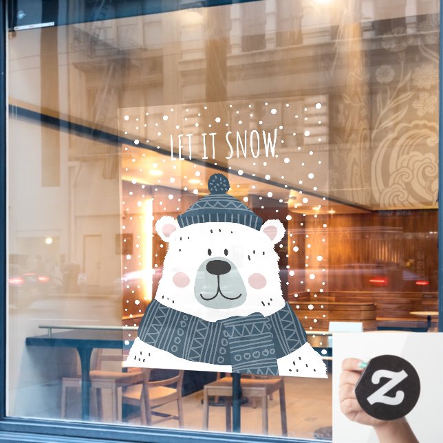 Cute Winter Season Let It Snow Polar Bear Business (Cafe Window)