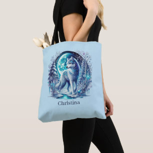 Cute Winter Seasonal wolf Tote Bag