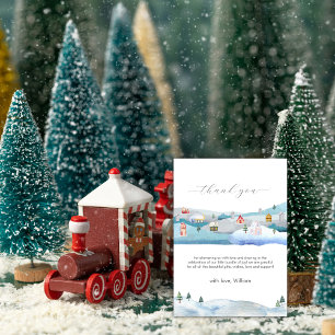 Cute Winter Snow It Takes A Village Baby Shower Thank You Card