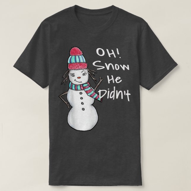 Cute Winter Snow Woman  T-Shirt (Design Front)