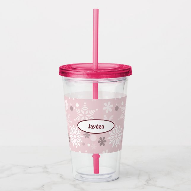Cute Winter Snowflake Holiday Season Acrylic Tumbler (Front)