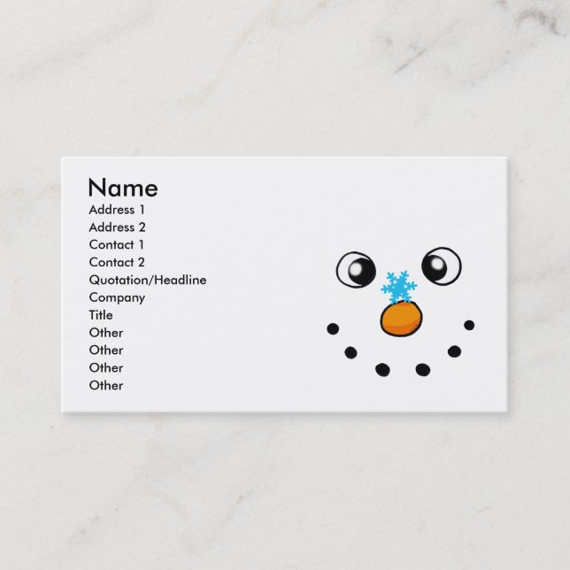 cute winter snowman and snowflake business card (Front)
