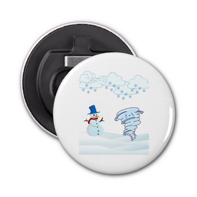 Cute winter snowman and wind bottle opener (Front)