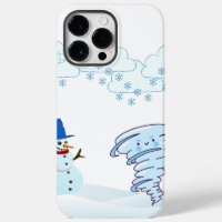 Cute winter snowman and wind