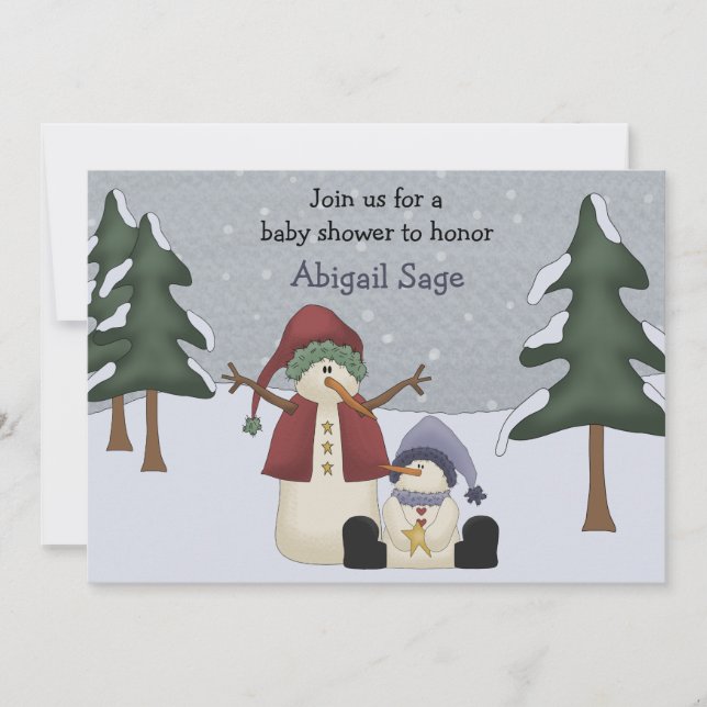 Cute Winter Snowman Boys Baby Shower Invitation (Front)