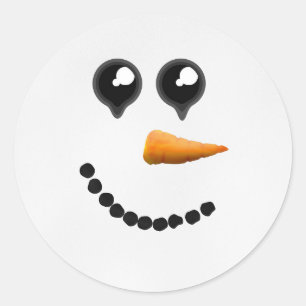 Cute Winter Snowman Face Classic Round Sticker