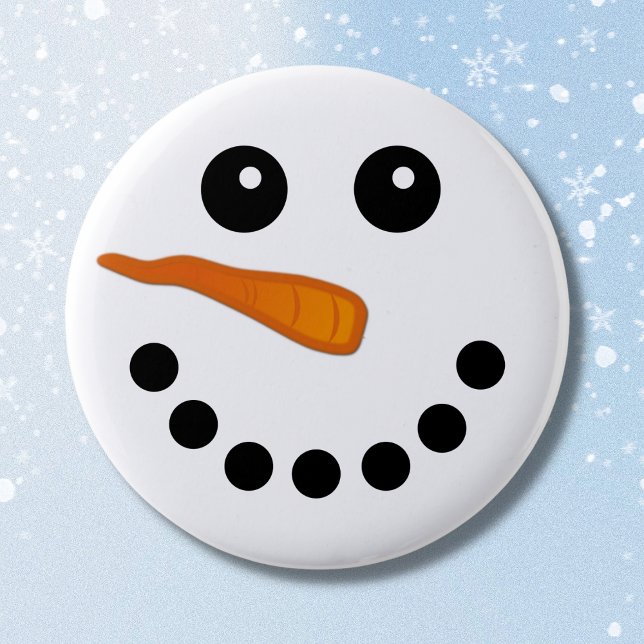 Cute Winter Snowman Face Holiday Pinback Buttons (Creator Uploaded)