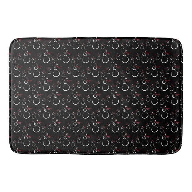 Cute Winter Snowman Pattern Black Bath Mat (Front)