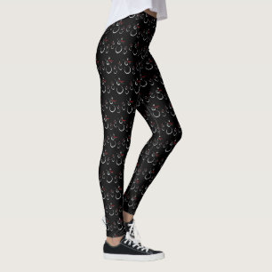 Cute Winter Snowman Pattern Black Leggings