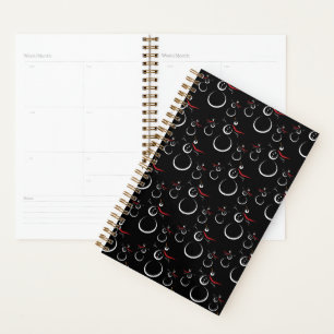Cute Winter Snowman Pattern Black Planner