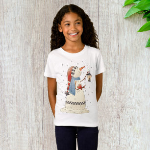 Cute Winter Snowwoman with Lantern T-Shirt