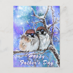 Cute Winter Sparrows Happy Father's Day Card