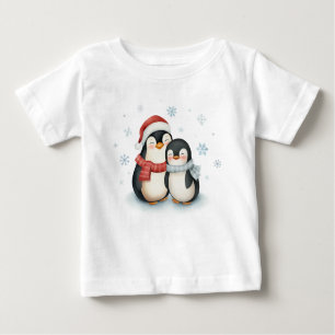 Cute Winter Themed Penguin Family Christmas Baby T-Shirt