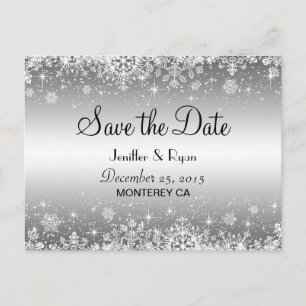 Cute winter wedding save the date postcard