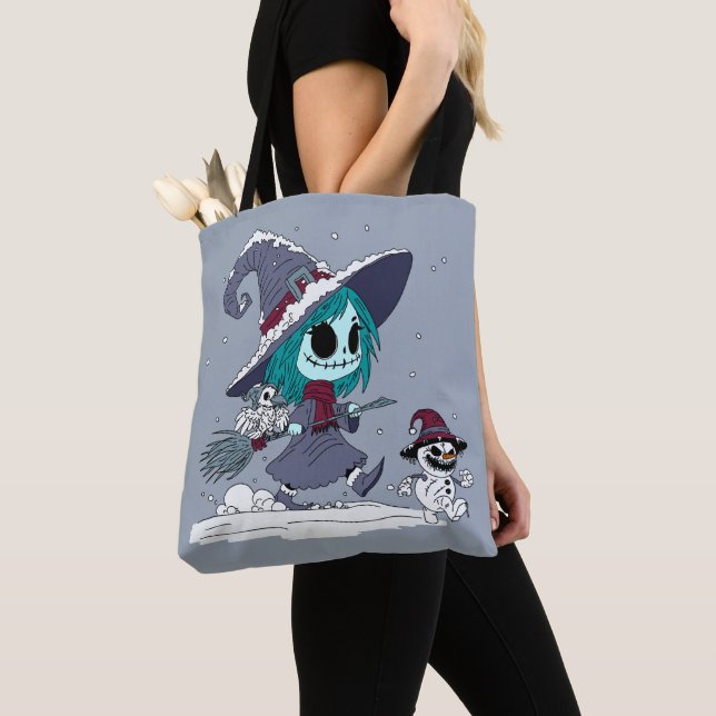 Cute Winter Witch Tote Bag (Close Up)