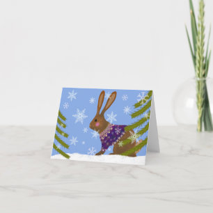 Cute Winter Wonderland Bunny Holiday Greeting Card