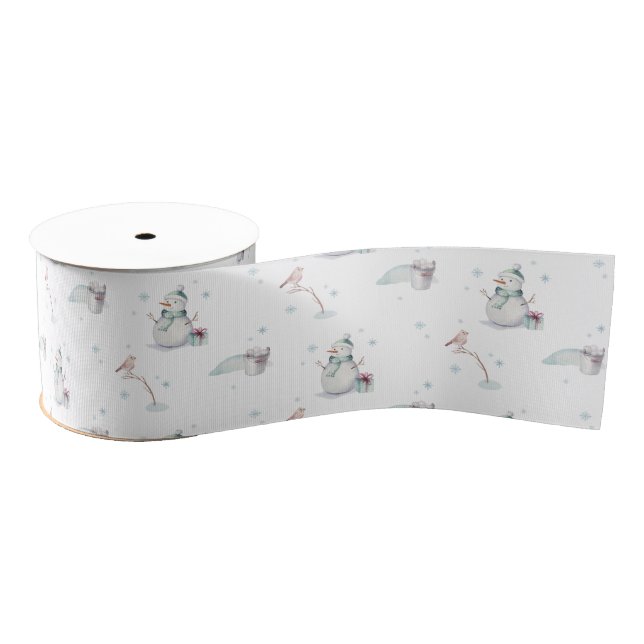 Cute winter wonderland snowman grosgrain ribbon (Spool)