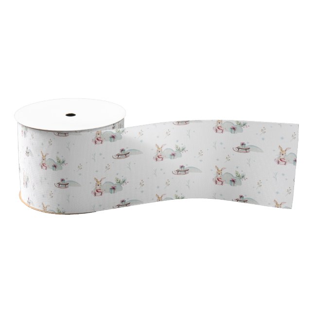 Cute winter wonderland  woodland animals grosgrain ribbon (Spool)