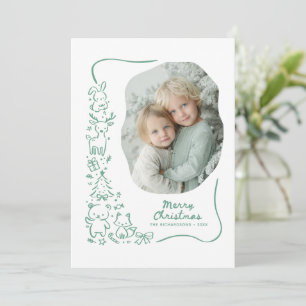 Cute Winter Woodland Christmas Greeting Photo Holiday Card