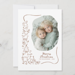 Cute Winter Woodland Christmas Greeting Photo Holiday Card