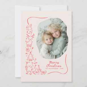 Cute Winter Woodland Christmas Greeting Photo Holiday Card