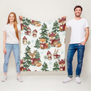 Cute Winter Woodland Friends – Holiday Animal (10) Fleece Blanket
