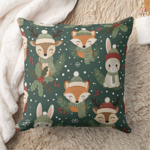 Cute Winter Woodland Friends – Holiday Animal (1) Cushion