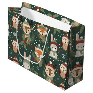 Cute Winter Woodland Friends – Holiday Animal (1) Large Gift Bag