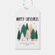 Cute Winter Woodland Pine Tree Family Christmas 