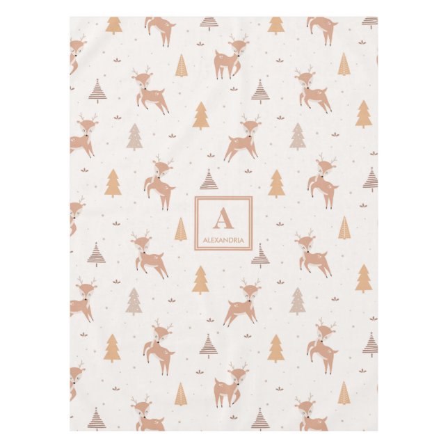 Cute Winter Woodland Tablecloth (Front)