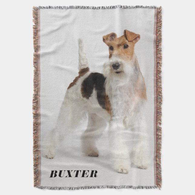 Cute Wire Fox Terrier Dog Photo Throw Blanket (Front Vertical)