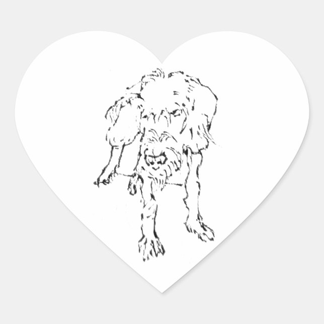 Cute Wire Haired Dachshund Dog Heart Sticker (Front)