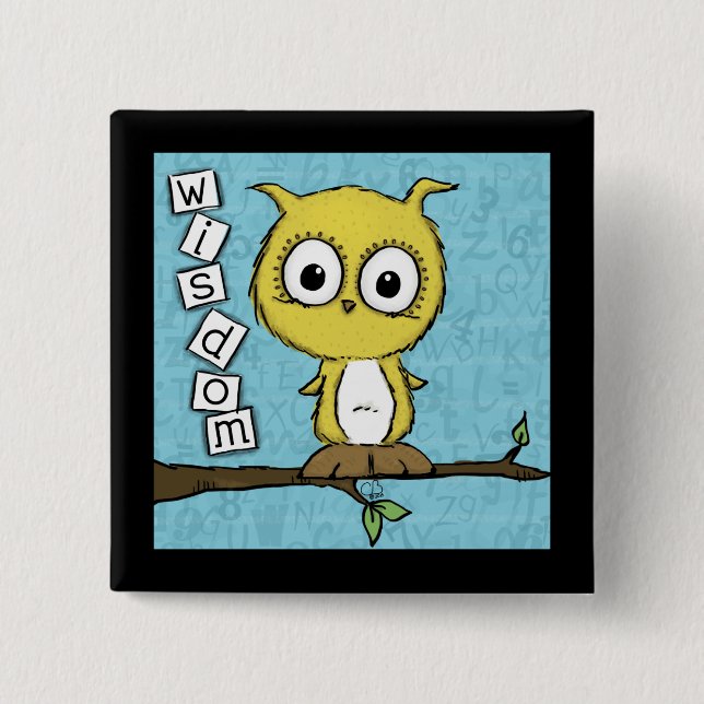 Cute Wisdom Owl 15 Cm Square Badge (Front)
