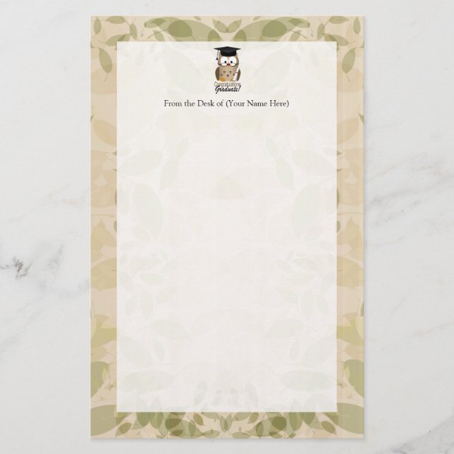 Cute Wise Owl Graduate Stationery (Front)