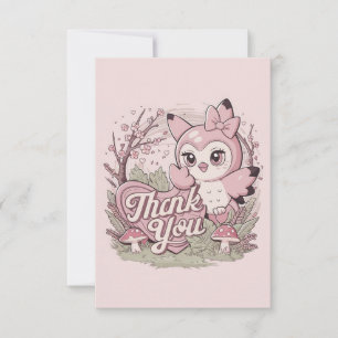 Cute Wishes Owl Thank You Card