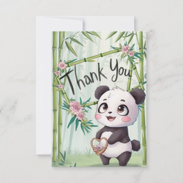 Cute Wishes Panda  Thank You Card (Front)