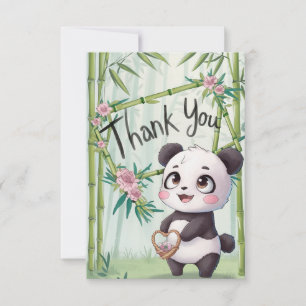 Cute Wishes Panda Thank You Card