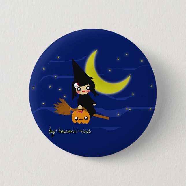 Cute witch! 6 cm round badge (Front)