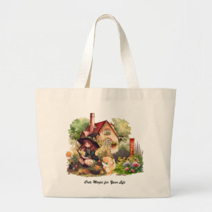 Cute Witch And Fox Large Tote Bag