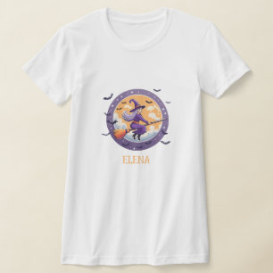 Cute Witch and Spooky Bats T-Shirt