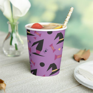 Cute Witch Candy Halloween Confetti Paper Cups