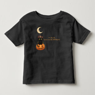Cute Witch Cat and Pumpkin Birthday Toddler T-Shirt