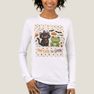Cute Witch Cat Frog Halloween Too Cute to Spook Tri-Blend Shirt