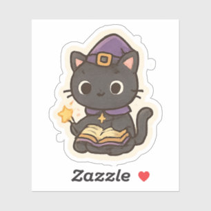 Cute Witch Cat Reading a Book – Kawaii Halloween