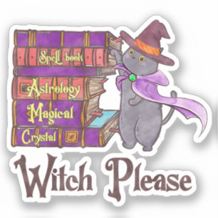 Cute Witch Cat with Books – “Witch Please”