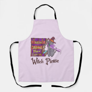 Cute Witch Cat with Books – “Witch Please” Apron