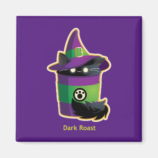 Cute Witch Coffee Black Cat Magnet