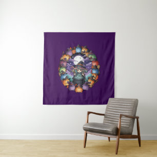 Cute Witch Creating Magical Moments With Toads Tapestry