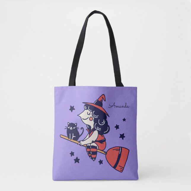 Cute Witch custom name Halloween bags (Front)