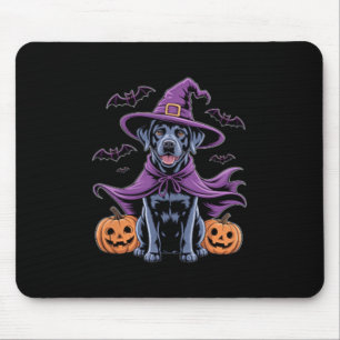 Cute Witch Dog Black Lab For Dog Lovers Halloween Mouse Pad